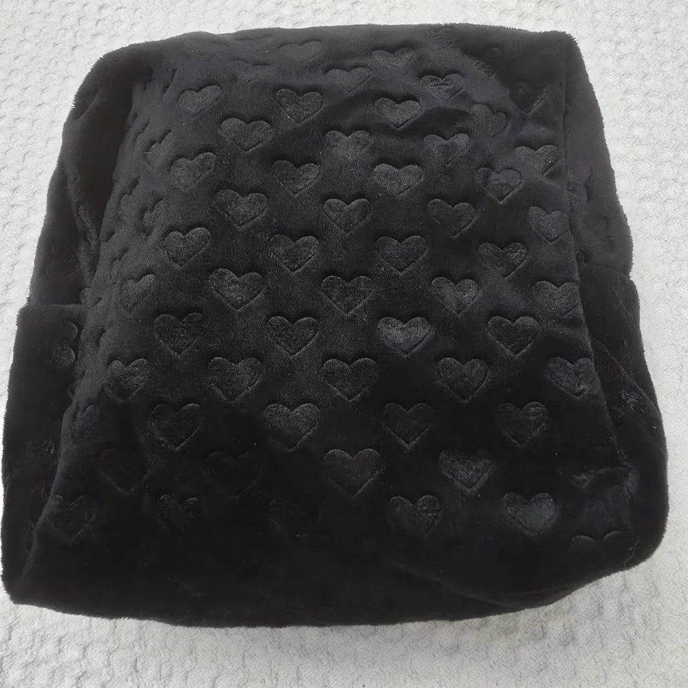 Juicy Couture Black Plush Heart-Pattern Make Up Bag